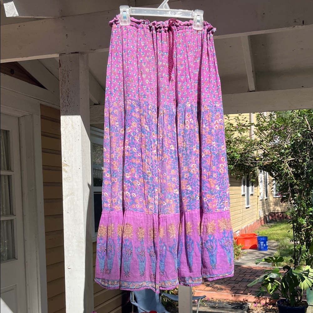 Vintage 70s Zodiac elastic waistband India Cotton Gauze Skirt